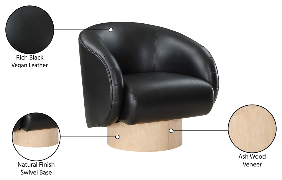 Gibson Vegan Leather Swivel Accent Chair, Black
