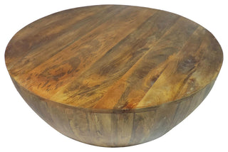 Benzara UPT-32180 Mango Wood Round Shape Coffee Table, Dark Brown