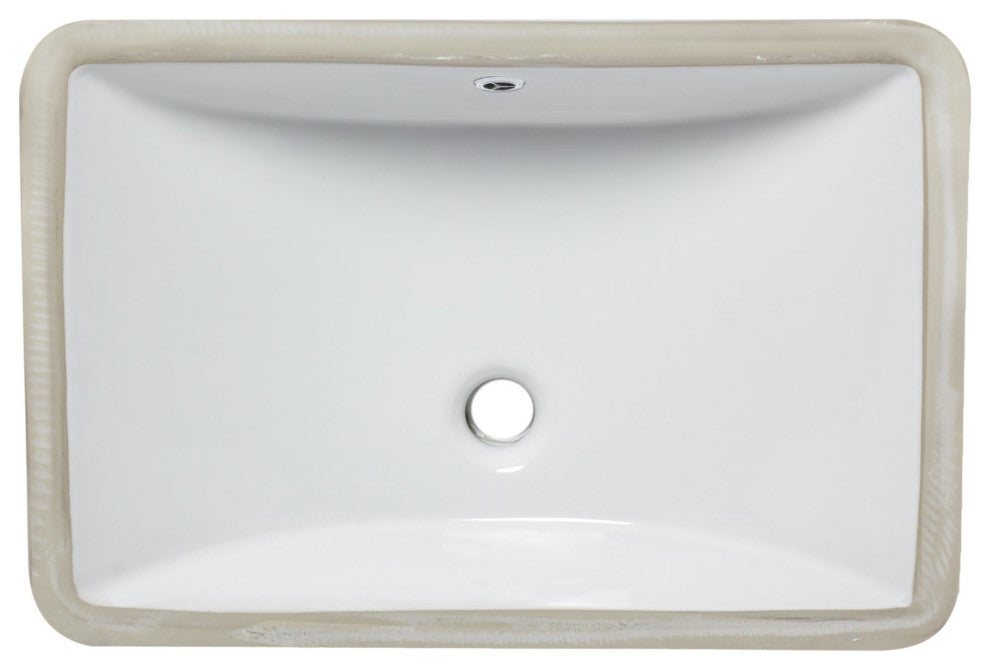 NP-U193902 Rectangular Undermount White Porcelain Sink, Overflow Drain Options, Chrome