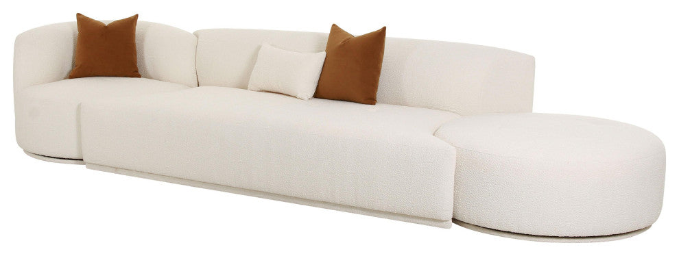 Fickle Cream Boucle 3-Piece Chaise Modular Sofa