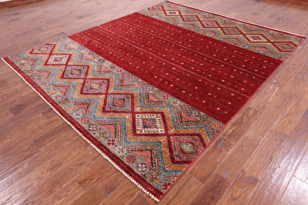 8' 0" X 9' 9" Hand-Knotted Khorjin Super Kazak Wool Rug Q10744