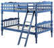 Benzara BM284021 Classic Twin Bunk Bed With Ladder Guard Rail, Carved Legs, Blue
