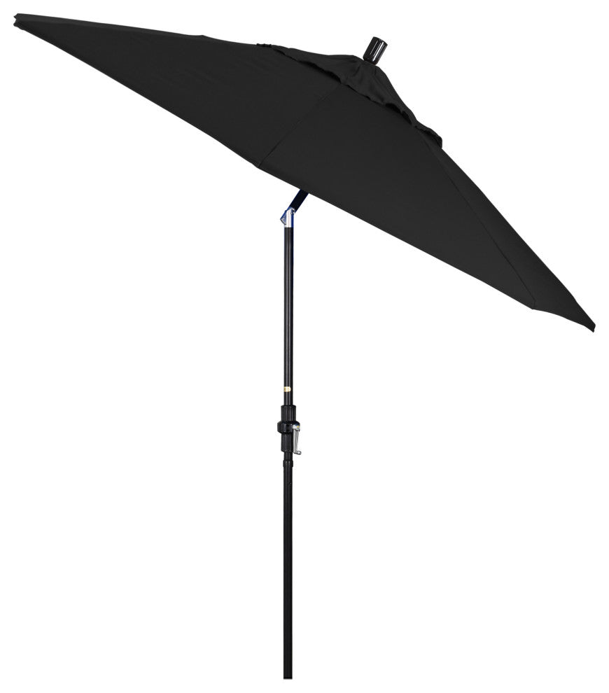 9' Stone Black Collar Tilt Crank Lift Aluminum Umbrella, Sunbrella, Black