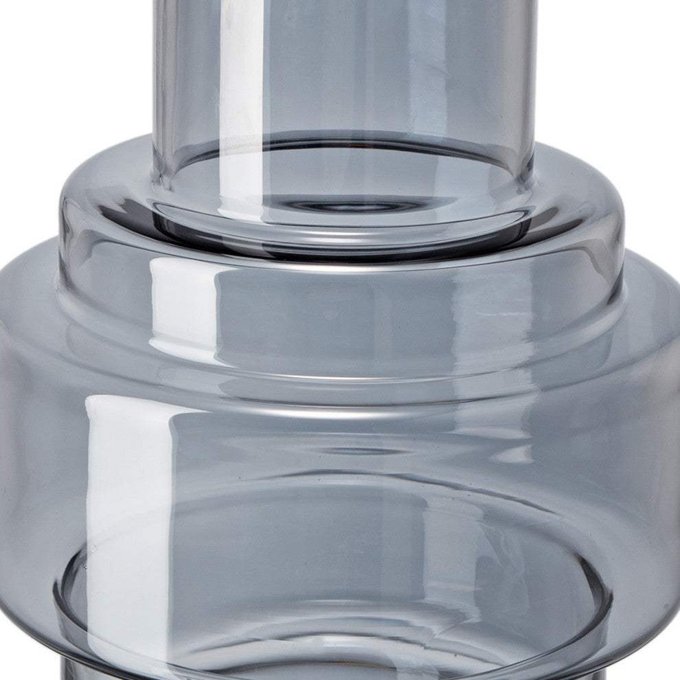 Benzara BM285601 Alma 14" Vase, Geometric Design, Silver Luster Glass Frame