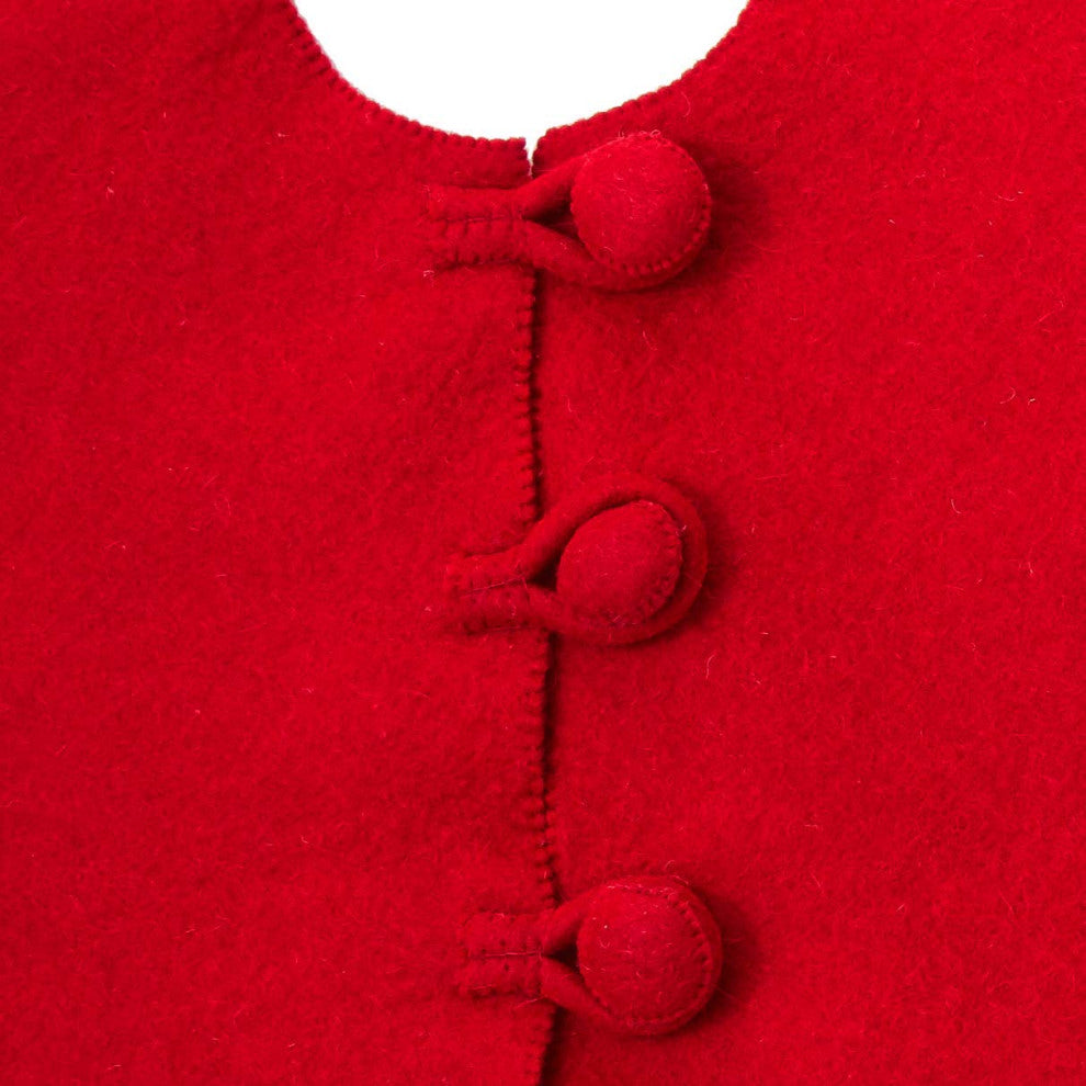 Cream Reindeer on Red Tree Skirt