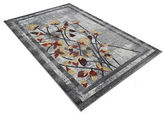 MACHINE MADE HEATSET POLYPROPYLENE AREA RUGS -Silver Color,Floral Design