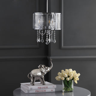 Avah Metal and Crystal Adjustable LED Drop Pendant, Chrome, 13