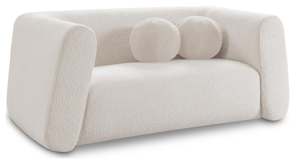 Abbington Boucle Fabric Upholstered Loveseat, Cream
