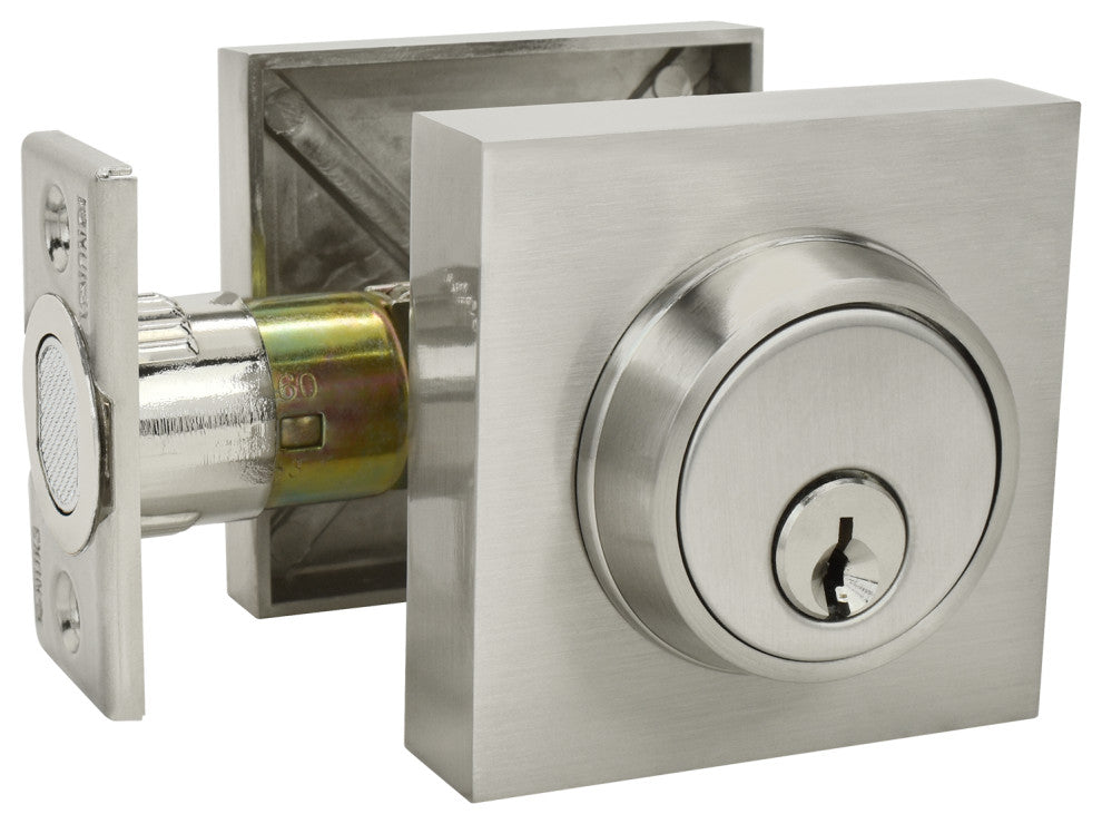 Nuk3y Hulk Deadbolt Single Cylinder, Satin Nickel, Single Cylinder