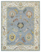 EORC Gray/Ivory Hand-Tufted Wool Classic Oushak Rug 7'9x10'