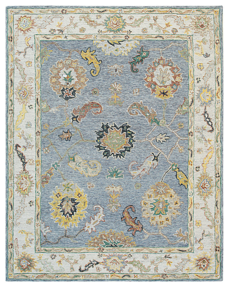 EORC Gray/Ivory Hand-Tufted Wool Classic Oushak Rug 7'9x10'