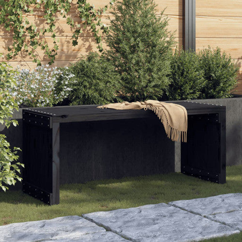 vidaXL Patio Bench Extendable Garden Bench Outdoor Seating Black Solid Wood Pine