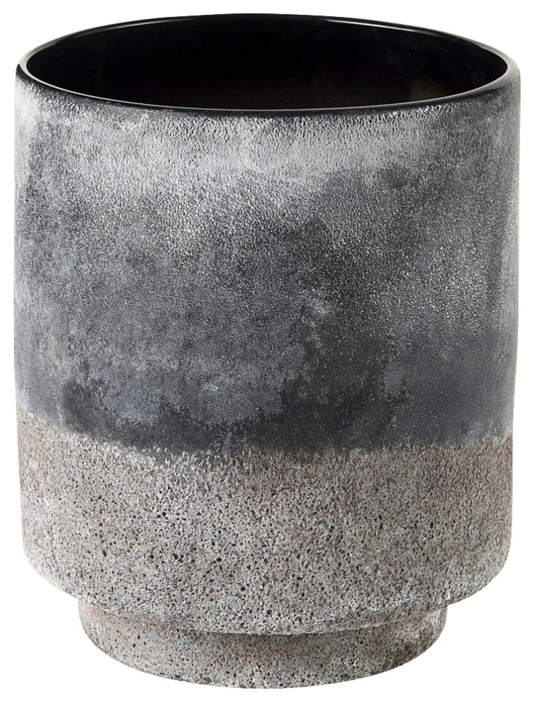Squally 8.0Lx8.0Wx8.6H Black/Brown Ceramic Ombre Textured Vase