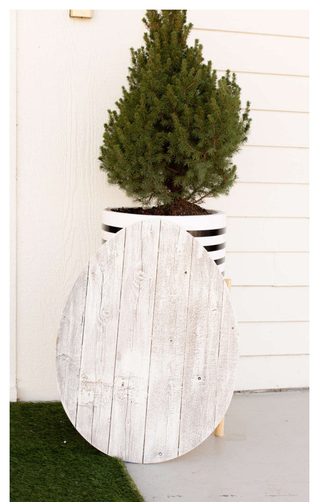 18" Rustic Farmhouse White Wash Wood Large Egg