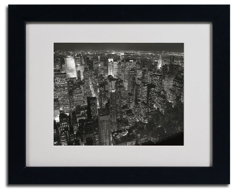 'Night Skyline' Matted Framed Canvas Art by Chris Bliss