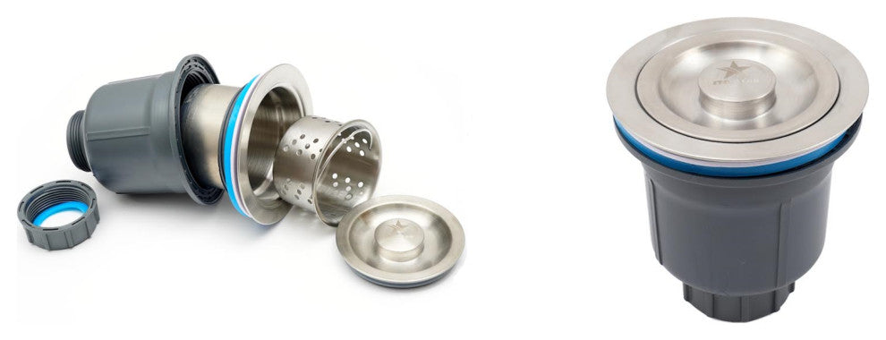 Kitchen Sink Drain Stainless Steel Assembly Kit, 3.5" Open, Set of 2, Stainless