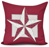 Night Star,  Geometric Print Pillow, Red, 18" x 18"
