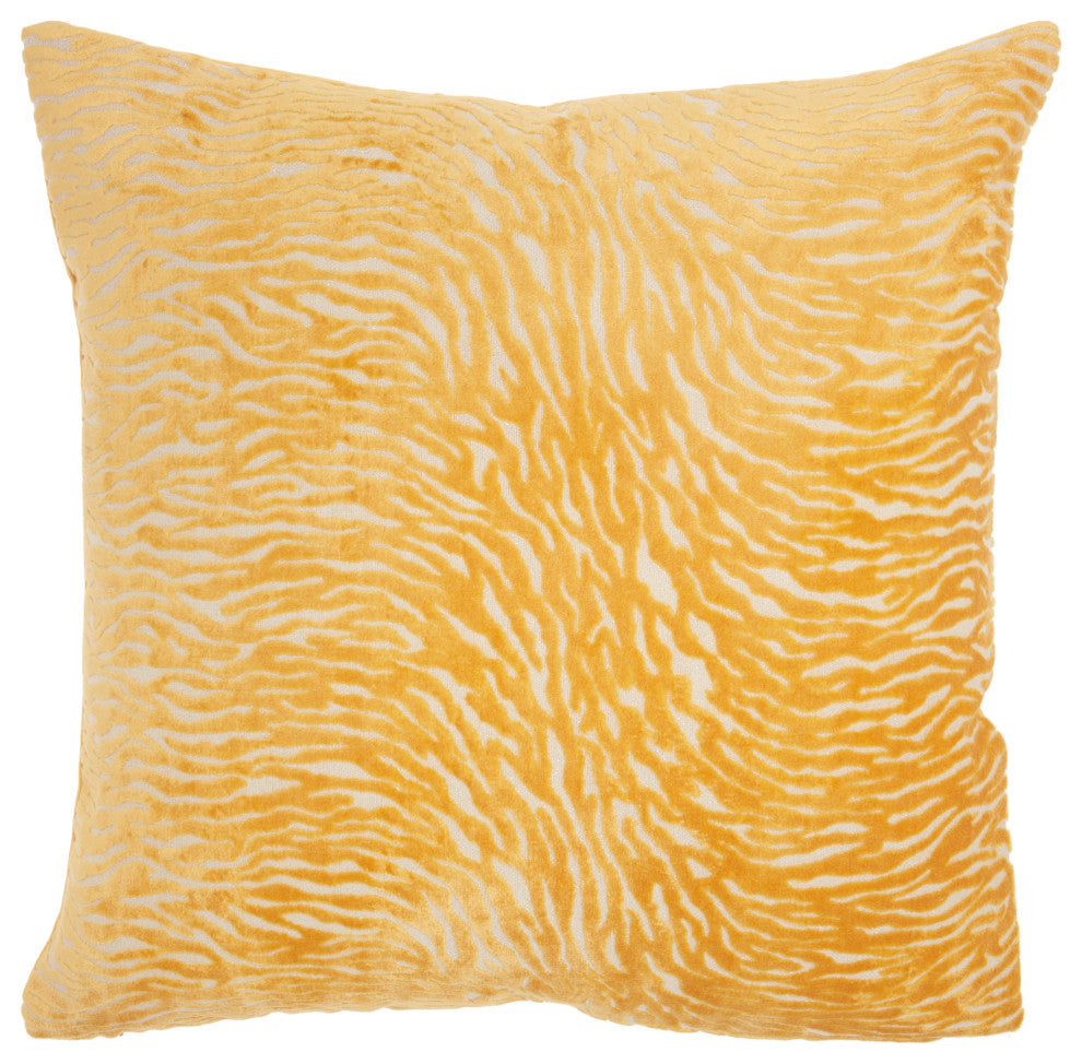 Nourison Home 20"x20" Luminescence Metallic Zebra Yellow Throw Pillows