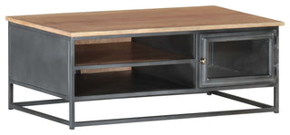 Vidaxl Coffee Table Gray 35.4"x19.7"x13.8" Solid Acacia Wood
