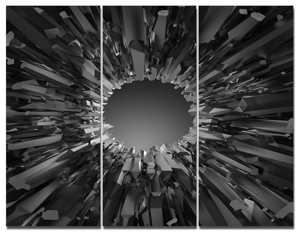 Futuristic Black Background, Abstract Triptych Canvas Art Print, 36x28, 3 Panels