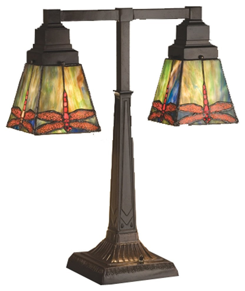 Meyda Lighting 48203 19.5"H Prairie Dragonfly 2 Arm Desk Lamp