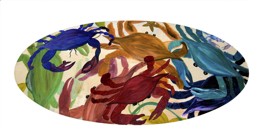Sea life round chenille area rugs from my art. Approximately 60", Crab Party, Ro