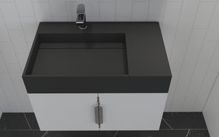 CastelloUSA Amazon 30" Left Wall Mounted Bathroom Vanity Set, White, Black Top, Brushed Nickel