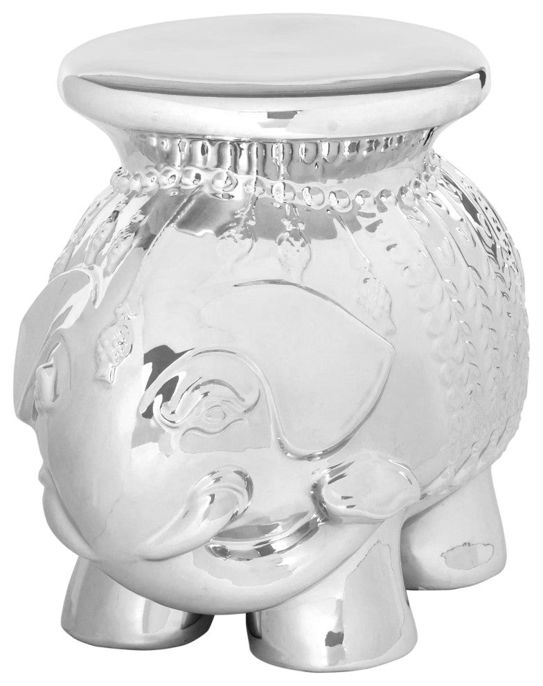 Safavieh Ceramic Elephant Stool, Silver
