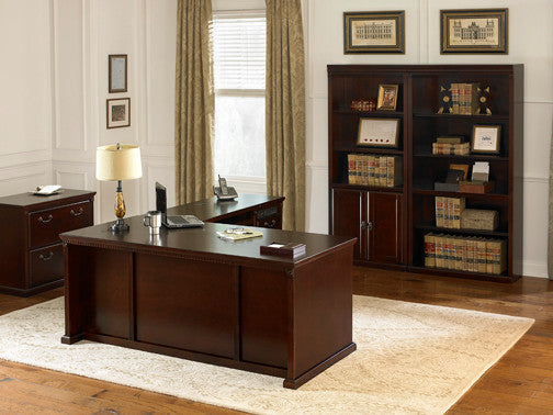 Huntington Club Wood Bookcase With Doors, Storage Cabinet, Office Shelves
