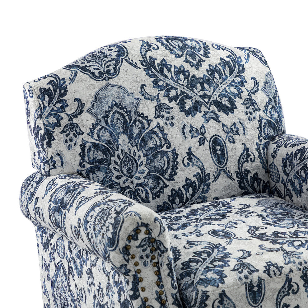 Comfy Armchair With Nailhead Trims Set of 2, Navy