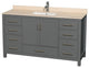 Sheffield 60" Dark Gray Single Vanity, Ivory Marble Top, Um Sq Sink, No