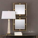 Uttermost Allick Metal MDF Wood Decorative Mirror in Antique Gold (Set of 2)