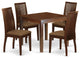 5Pc Dining Set Includes Square Dinette Table, Four Seat Dining Chairs, Mahogany