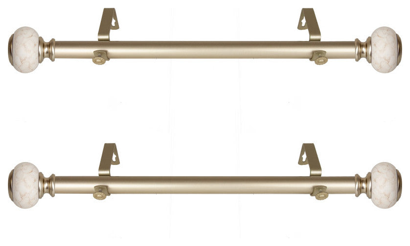 Hadley 1" Diameter Side Curtain Rod 12-20", Set of 2, Light Gold
