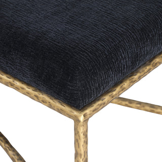 Valley Upholstered Bench, Black, 54" W x 18" D, Gold, Chenille Fabric