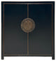 Black Lacquer Zodiac Moon Face Hardware Credenza Storage Cabinet