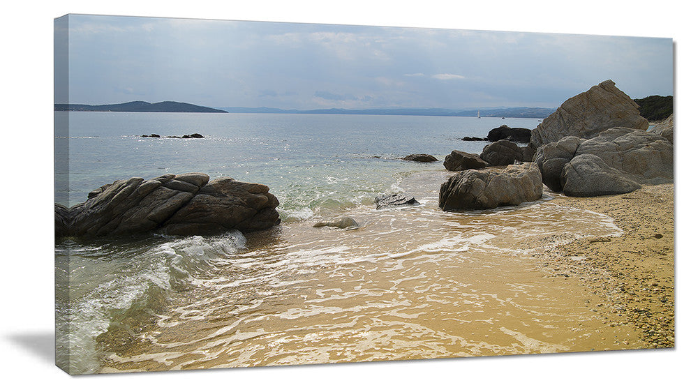 "Beautiful Sea View of Rocky Coast" Seashore Wall Art, 32"x16"