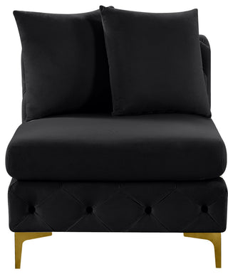 Tremblay Velvet Upholstered Armless Chair, Black