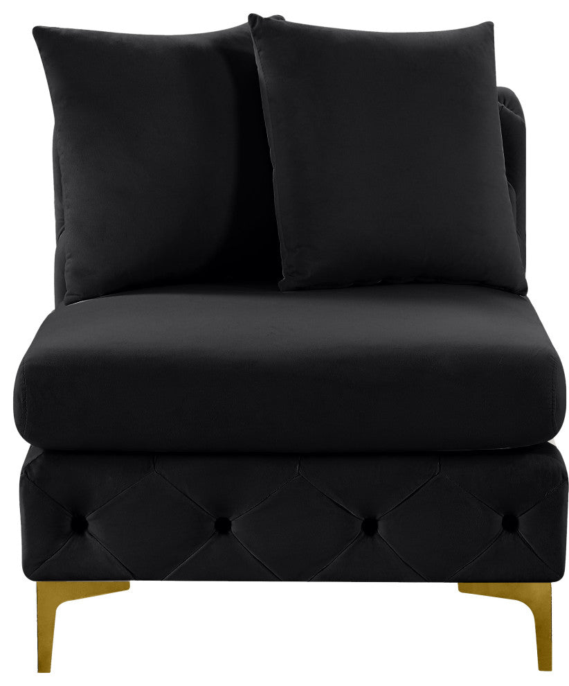 Tremblay Velvet Upholstered Armless Chair, Black