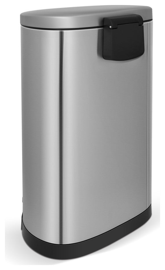 40-Liter Fingerprint Free Brushed Stainless Steel Semi-Round Step-On Trash Can