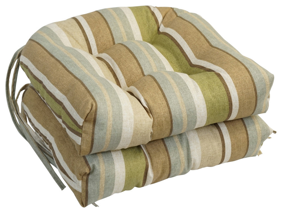 16" Polyester Outdoor U-Shaped Tufted Chair Cushions, Set of 6, Mcshetla Hazel