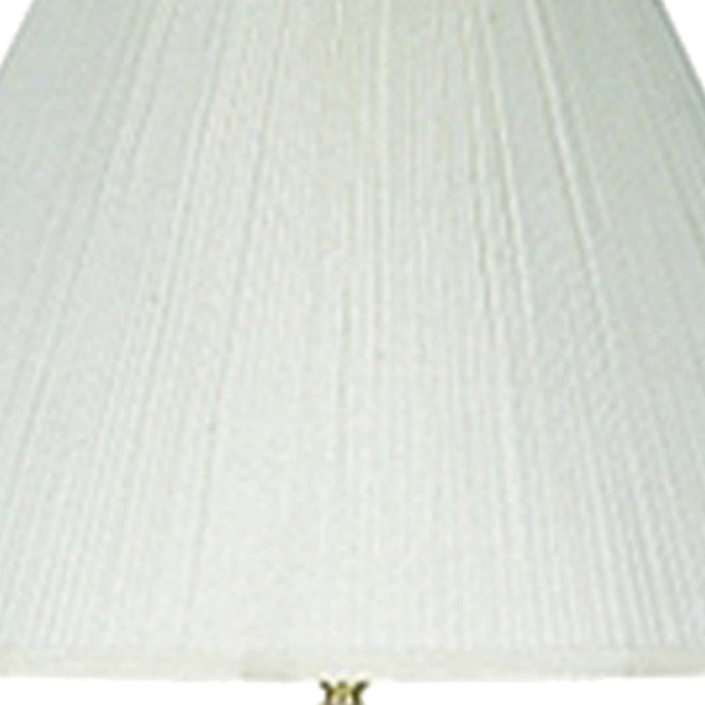 Benzara BM240907 Stalk Design Metal Floor Lamp With Fabric Pleated Shade, Cream