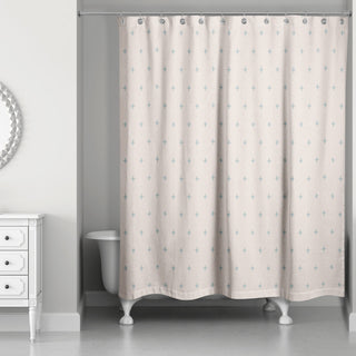 Blue Plus on Blush 71 x 74 Shower Curtain