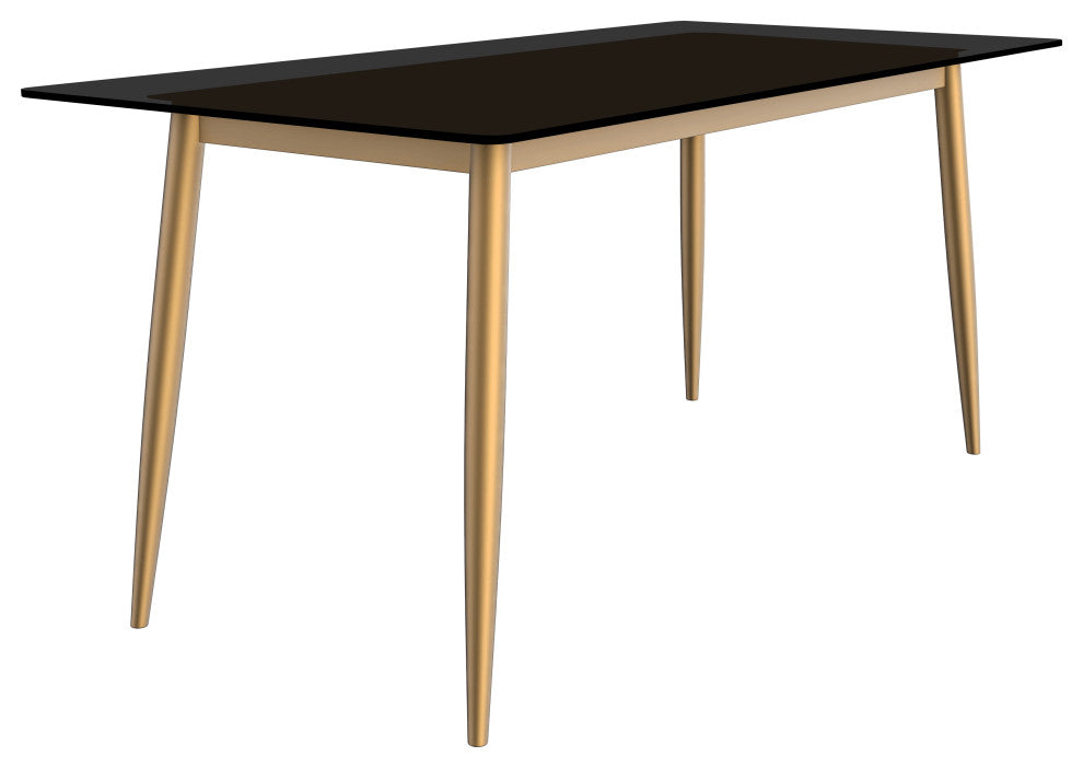 Zayle Dining Table with Rectangular Tabletop in Steel, Black, 71" Wide