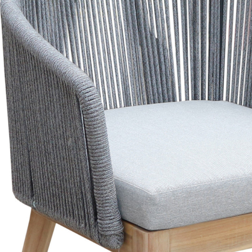 Benzara BM287737 Dexi 24" Set of 2 Dining Chairs, Acacia Wood Frame, Gray