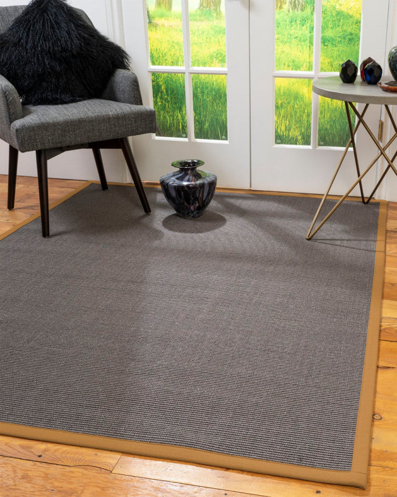 Natural Area Rugs Big Sur Custom Sisal Rug, 9' x 12', Khaki Border