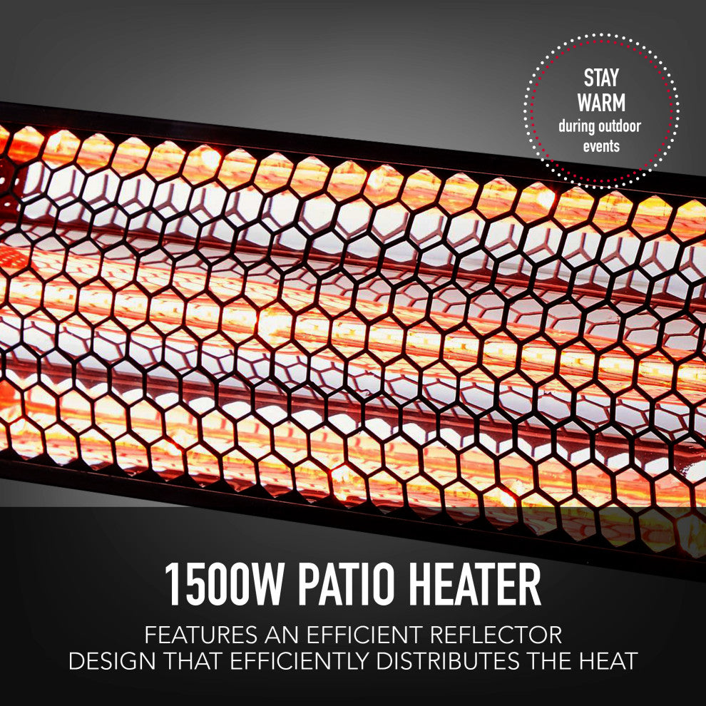 Permasteel 1500W Electric Mounted Patio Heater with Remote Control