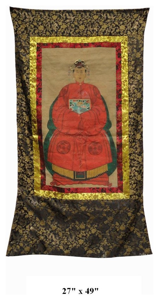 Chinese Hand Painted Emperor Kang Xi's Wife Portrait Hanging Decor