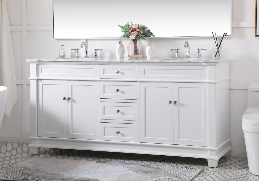 Home Living 72" Double Bathroom Vanity Set, White