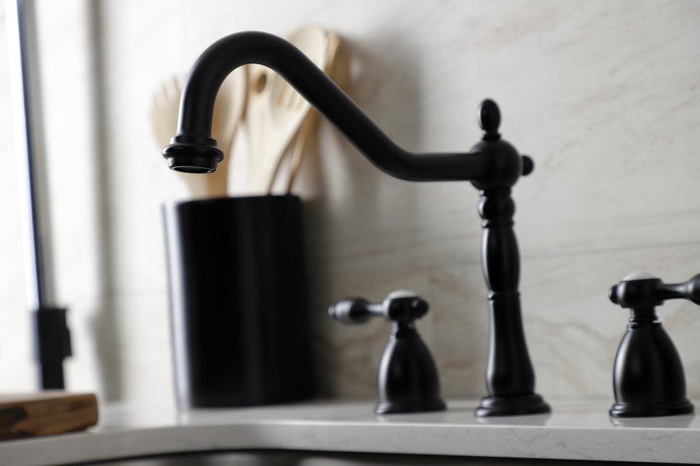 Kingston Brass KB1790TALBS Widespread Kitchen Faucet, Brass Sprayer